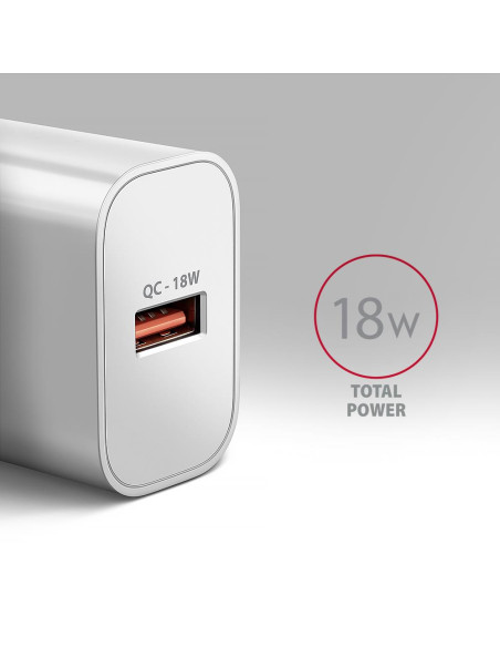 MOBILE CHARGER WALL USB 18W/1PORT WHITE ACU-QC18W AXAGON