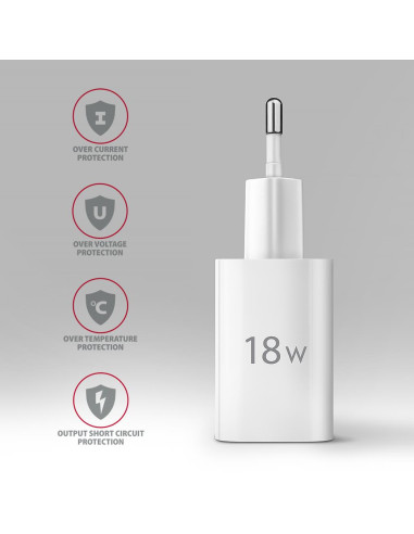 MOBILE CHARGER WALL USB 18W/1PORT WHITE ACU-QC18W AXAGON