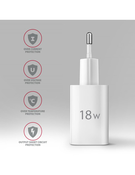MOBILE CHARGER WALL USB 18W/1PORT WHITE ACU-QC18W AXAGON