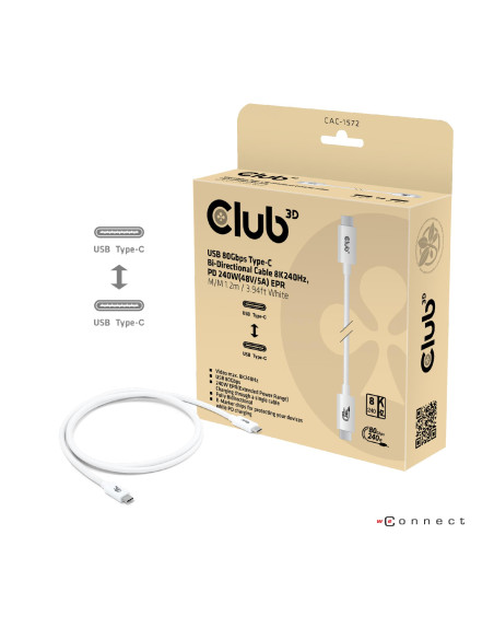 CABLE USB-C TO USB-C 1.2M/WHITE CAC-1572 CLUB3D