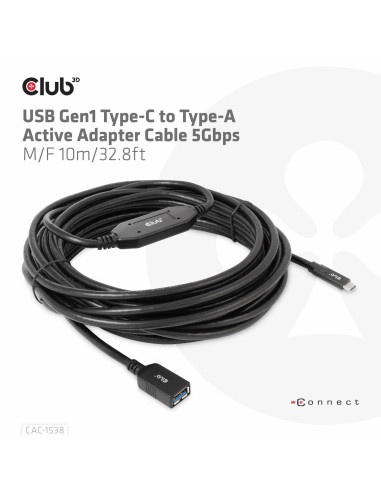 CABLE USB-C TO USB 10M/M/F CAC-1538 CLUB3D
