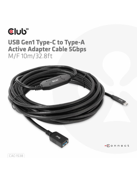 CABLE USB-C TO USB 10M/M/F CAC-1538 CLUB3D