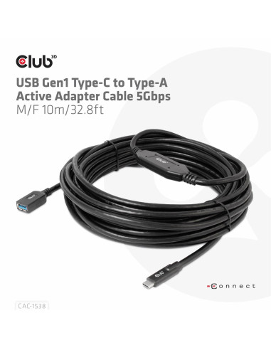 CABLE USB-C TO USB 10M/M/F CAC-1538 CLUB3D