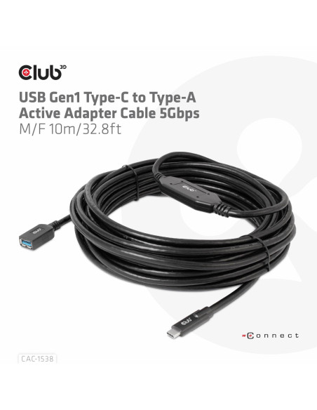 CABLE USB-C TO USB 10M/M/F CAC-1538 CLUB3D