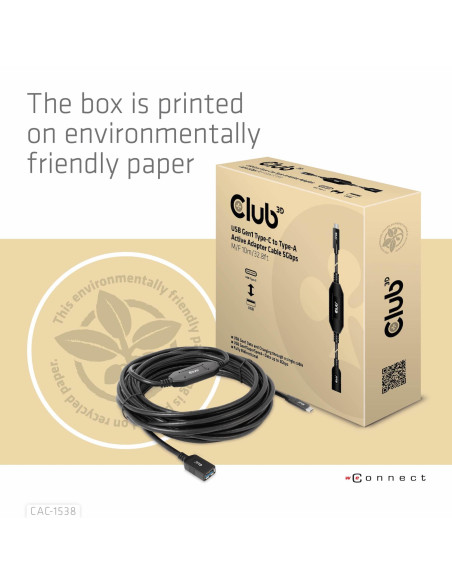 CABLE USB-C TO USB 10M/M/F CAC-1538 CLUB3D