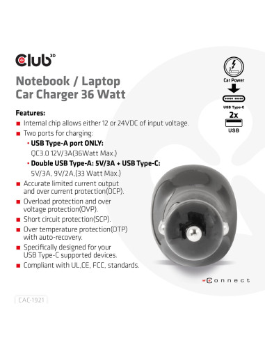 NB CHARGER CAR/36W CAC-1921 CLUB3D