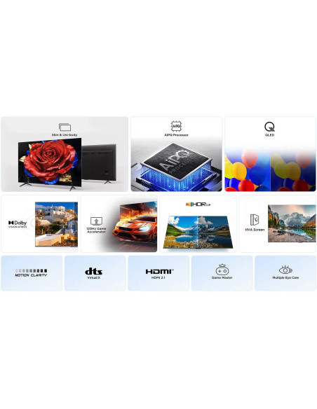 TV Set, TCL, 43 ", 4K Ultra HD, 3840 x 2160 pixels, Flat, 16:9, QLED, 43T69C