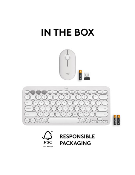 KEYBOARD +MOUSE COMBO PEBBLE 2/WHITE 920-012240 LOGITECH