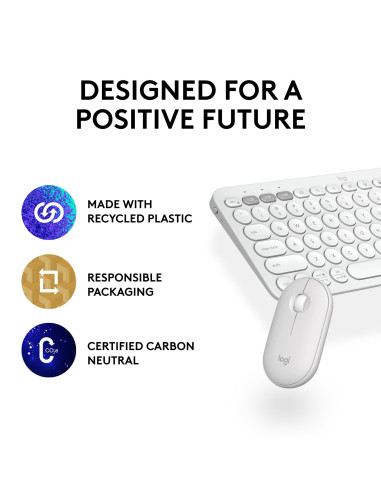 KEYBOARD +MOUSE COMBO PEBBLE 2/WHITE 920-012240 LOGITECH