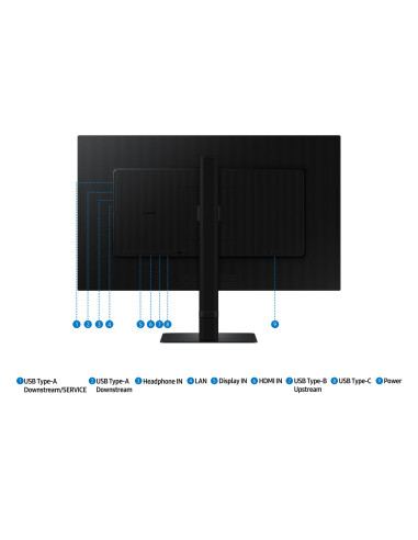 LCD Monitor, SAMSUNG, 27", 4K, Panel IPS, 3840x2160, 16:9, 60Hz, 5 ms, Swivel, Pivot, Height adjustable, Tilt, Colour Black, LS