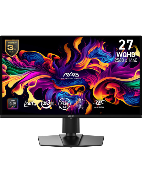 Monitor, MSI, 26.5 ", 2560 x 1440 pixels, Wide Quad HD, Native aspect ratio 16:9, QD-OLED, Flat, MAG274QPQD-OLEDX24
