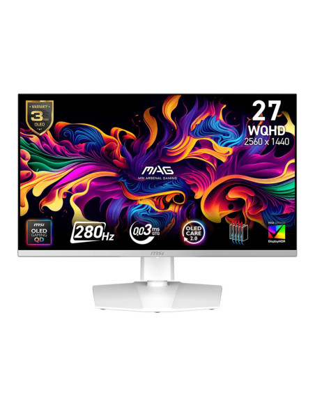 Monitor, MSI, 26.5 ", 2560 x 1440 pixels, Wide Quad HD, Native aspect ratio 16:9, QD-OLED, Flat, MAG272QPWQD-OLEDX28