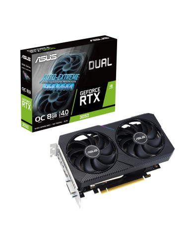 Graphics Card, ASUS, NVIDIA GeForce RTX 3050, 8 GB, GDDR6, 128 bit, PCIE 4.0 16x, Dual Slot Fansink, 1xDVI-D, 1xHDMI, 1xDisplay