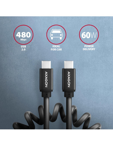 CABLE USB-C TO USB-C 0.6M 60W/TWISTER BLK BUCM-CM10TB AXAGON