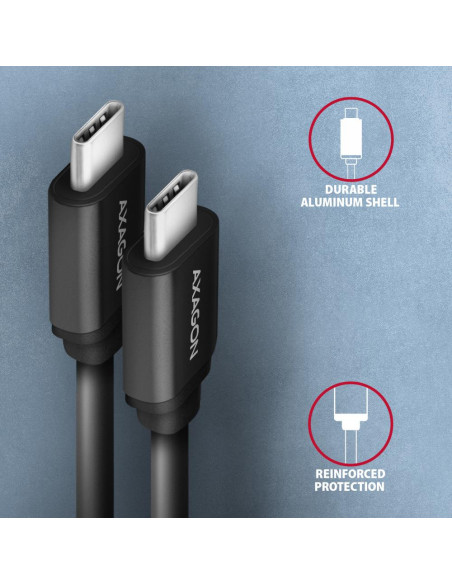 CABLE USB-C TO USB-C 0.6M 60W/TWISTER BLK BUCM-CM10TB AXAGON
