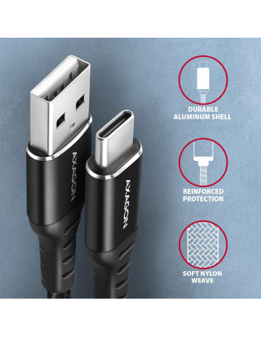 CABLE USB-C TO USB2.0 1.5M/BLACK BUCM-AM15AB AXAGON