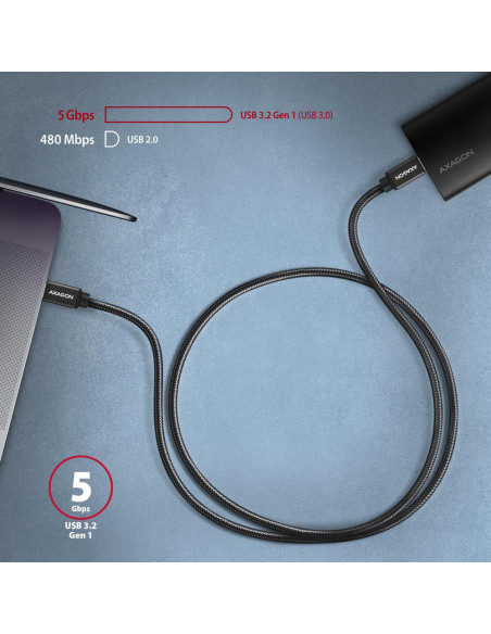 CABLE USB-C TO USB-C 1M 60W/BLACK BUCM3-CM10AB AXAGON