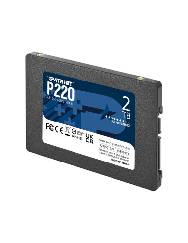 SSD, PATRIOT, P220, 2TB, SATA, Write speed 500 MBytes/sec, Read speed 550 MBytes/sec, 2,5", TBW 960 TB, P220S2TB25