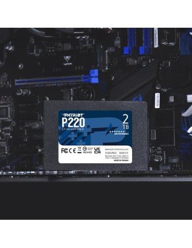 SSD, PATRIOT, P220, 2TB, SATA, Write speed 500 MBytes/sec, Read speed 550 MBytes/sec, 2,5", TBW 960 TB, P220S2TB25