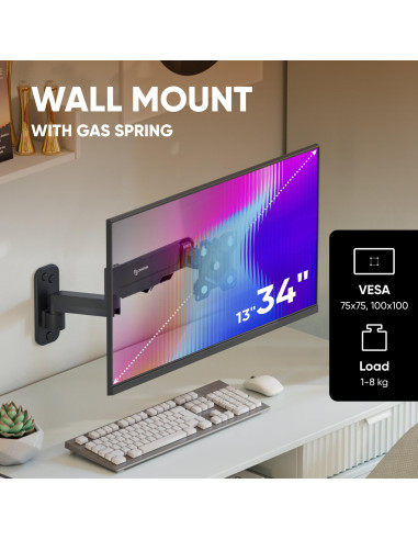 MONITOR ACC WALL MOUNT 13-34"/BLACK G150-B ONKRON