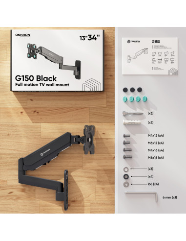 MONITOR ACC WALL MOUNT 13-34"/BLACK G150-B ONKRON