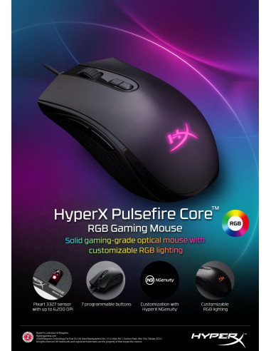 MOUSE USB OPTICAL PULSEFIRE/CORE HX-MC004B HYPERX