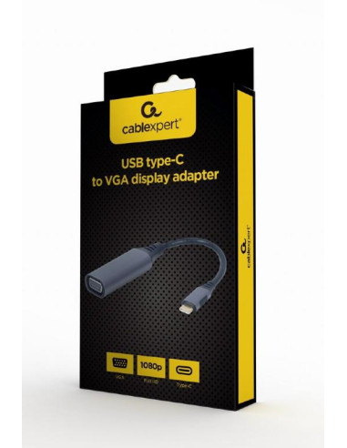 I/O ADAPTER USB-C TO VGA/GREY A-USB3C-VGA-01 GEMBIRD