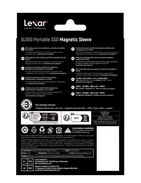 SSD ACC SLEEVE/LSL500XSLEEVE-RNBNG LEXAR