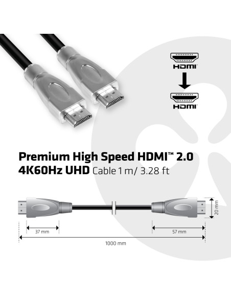 CABLE HDMI TO HDMI 1M/M/M CAC-1311 CLUB3D