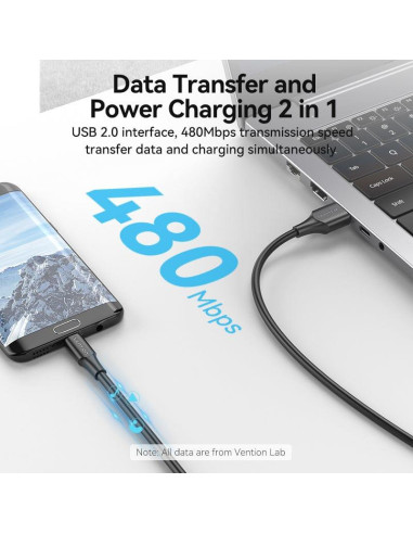 CABLE USB2.0 TO MICRO-B/1.5M BLACK CTIBG VENTION