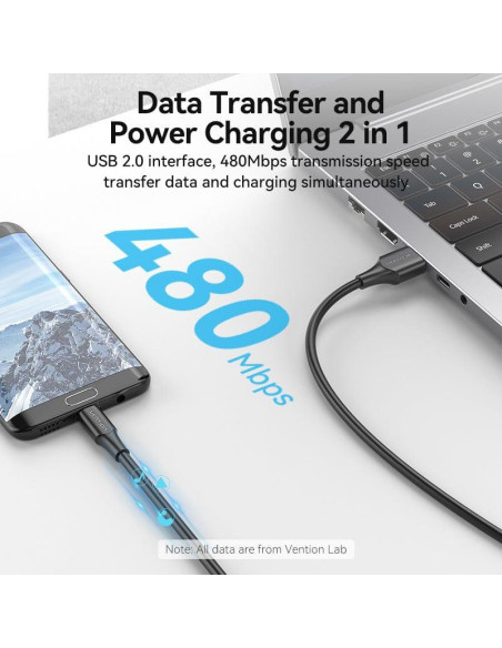 CABLE USB2.0 TO MICRO-B/1.5M BLACK CTIBG VENTION