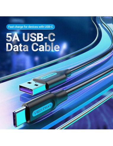 CABLE USB-C TO USB2.0/1M PVC BLACK CORBF VENTION