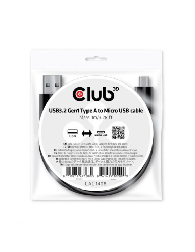 CABLE USB TO MICRO USB 1M/M/M CAC-1408 CLUB3D