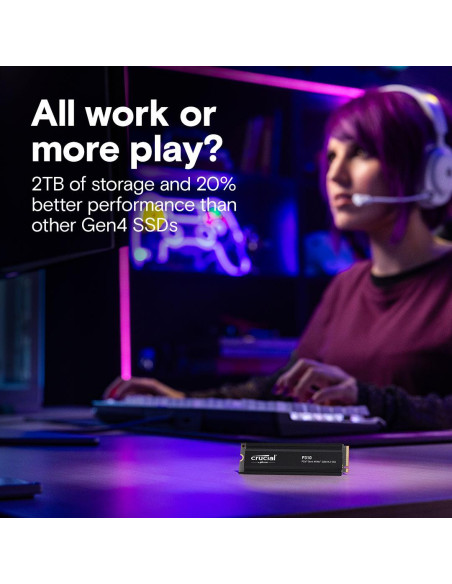 SSD, CRUCIAL, P310, 2TB, M.2, PCIe Gen4, NVMe, 3D NAND, Write speed 6000 MBytes/sec, Read speed 7100 MBytes/sec, TBW 440 TB, CT