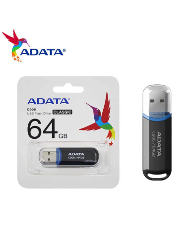 MEMORY DRIVE FLASH USB2 64GB/BLACK AC906-64G-RBK A-DATA