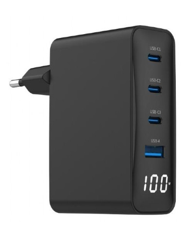 CHARGER USB 100W 4PORT GAN/TA-UC-PDQC100LCD-01-BK GEMBIRD