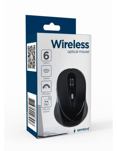 MOUSE USB OPTICAL WRL/BLACK MUSW-6B-01 GEMBIRD