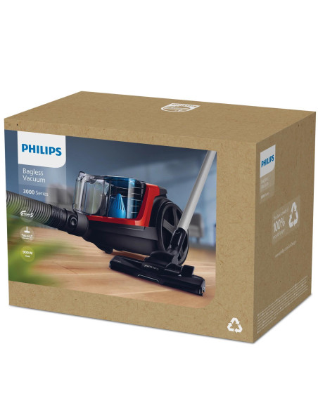 Vacuum Cleaner, PHILIPS, FC9330/09, Canister/Bagless, 900 Watts, Capacity 1.5 l, Noise 76 dB, Black / Red, Weight 4.5 kg, FC933