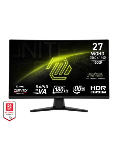 LCD Monitor, MSI, 27 ", 2560 x 1440 pixels, Wide Quad HD, Native aspect ratio 16:9, Curved, MAG274CQF
