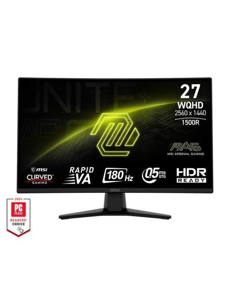 LCD Monitor, MSI, 27 ", 2560 x 1440 pixels, Wide Quad HD, Native aspect ratio 16:9, Curved, MAG274CQF
