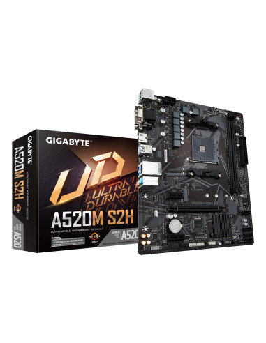 Mainboard, GIGABYTE, AMD A520, SAM4, Micro-ATX, Memory DDR4, Memory slots 2, 2xPCI-Express 3.0 1x, 1xPCI-Express 3.0 16x, 1xM.2