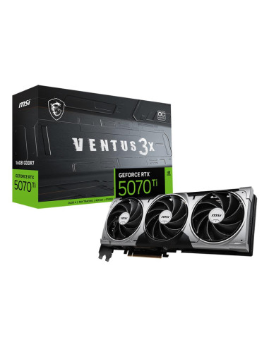 Graphics Card, MSI, NVIDIA GeForce RTX 5070 Ti, 16 GB, GDDR7, 256 bit, PCIE 5.0 16x, Triple slot Fansink, 1xHDMI, 3xDisplayPort