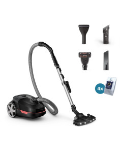 Vacuum Cleaner, PHILIPS, Bagged, 900 Watts, Capacity 4 l, Noise 77 dB, Black, Weight 4.6 kg, XD6142/12