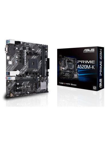 Mainboard, ASUS, AMD A520, SAM4, MicroATX, 2xPCI-Express 3.0 1x, 1xPCI-Express 3.0 16x, 1xM.2, Memory DDR4, Memory slots 2, 1x1