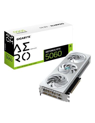 Graphics Card, GIGABYTE, NVIDIA, GeForce RTX 5060, 2595 MHz, 8 GB, GDDR7, 128 bit, PCI Express 5.0, Active, GV-N5060AEROOC-8GD