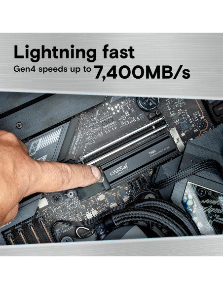 SSD, CRUCIAL, T500, 1TB, M.2, PCIe Gen4, NVMe, 3D NAND, Write speed 6800 MBytes/sec, Read speed 7300 MBytes/sec, TBW 600 TB, CT