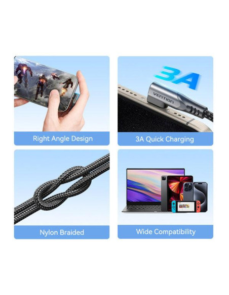 CABLE USB-C TO USB-C/1M GRAY TRAHF VENTION