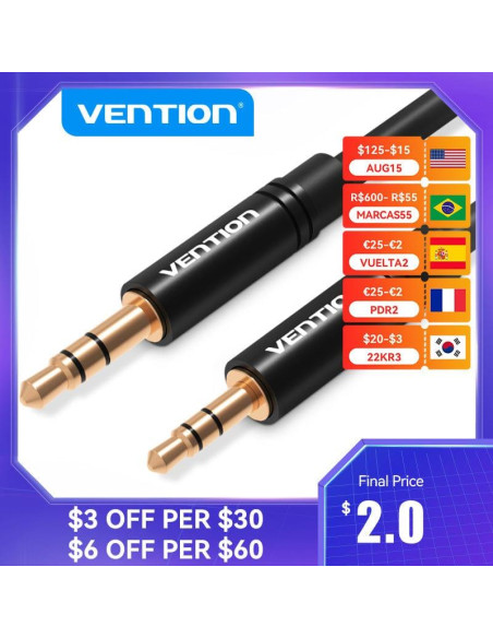 CABLE AUDIO 3.5MM TO 2.5MM/2M BALBH VENTION