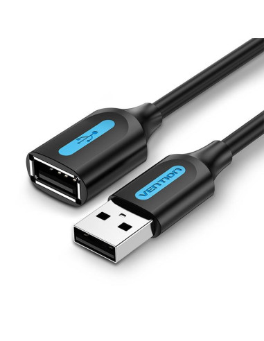 CABLE USB2.0 MALE TO FEMALE/2M BLACK CBIBH VENTION