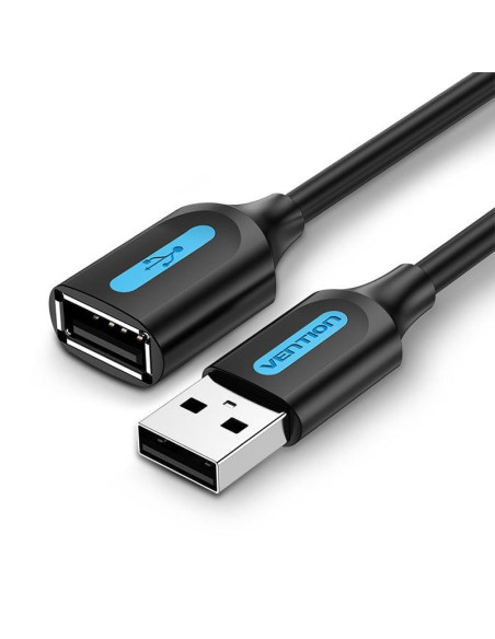 CABLE USB2.0 MALE TO FEMALE/2M BLACK CBIBH VENTION